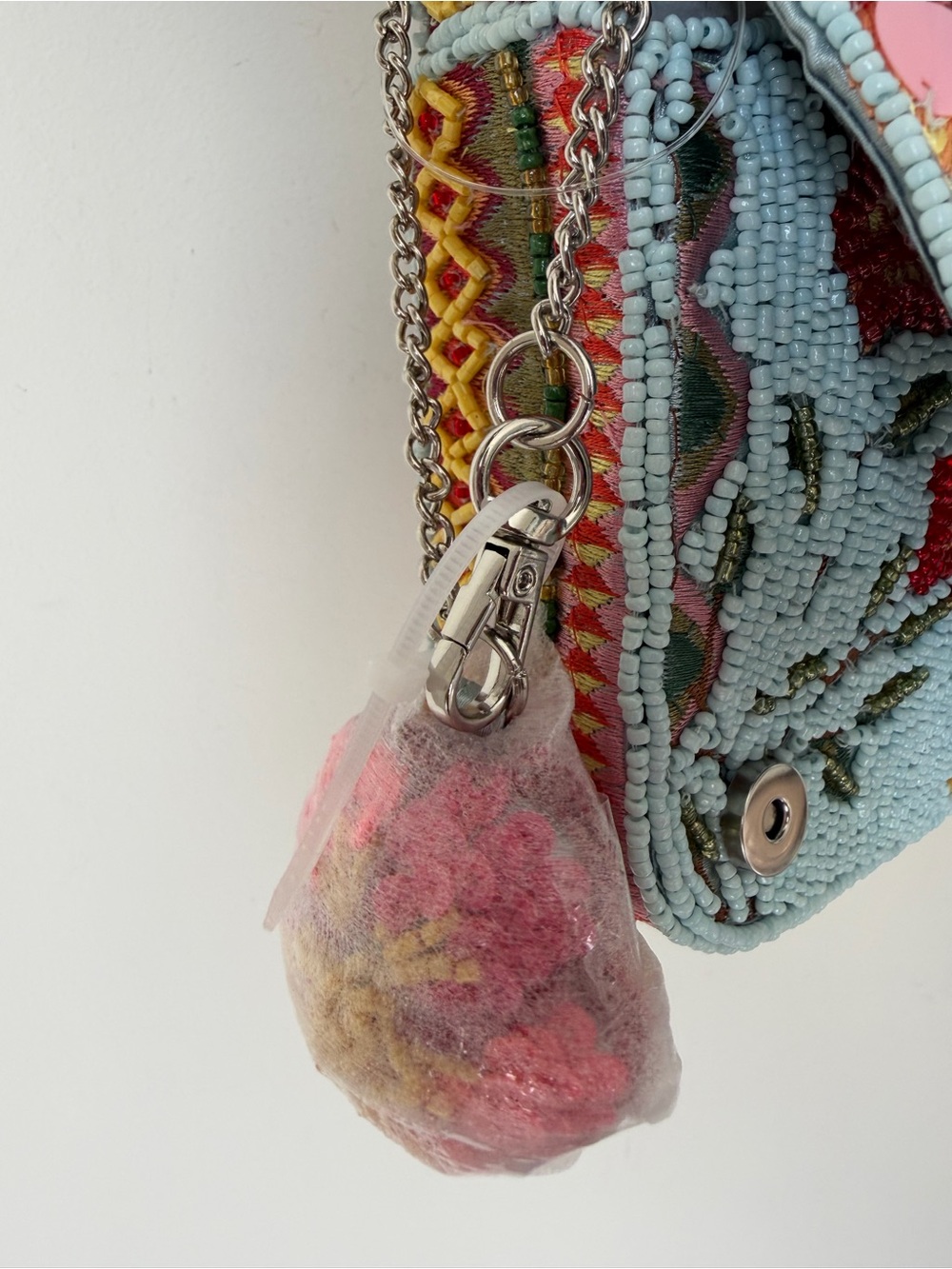 Beaded blue Tropical hibiscus sequins Shoulder Bag - Picture 5 of 6